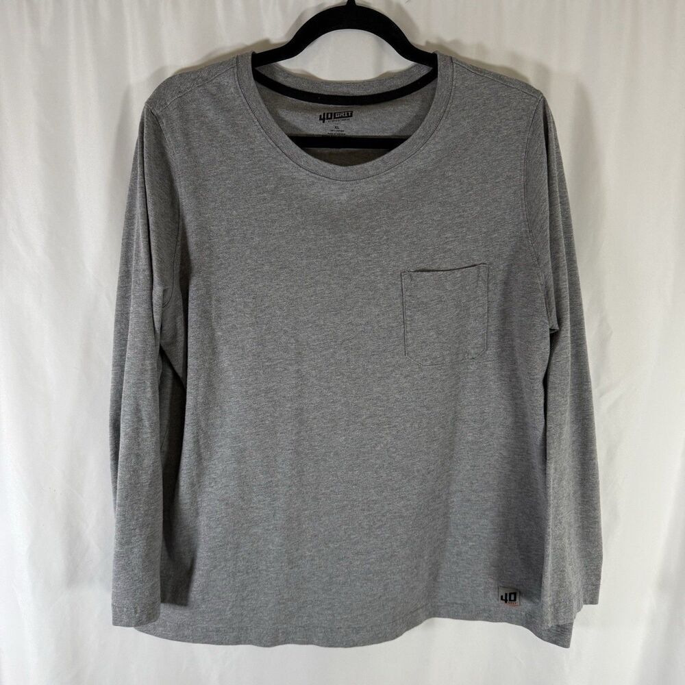 Duluth 40 Grit Shirt Men's XL Grey Long Sleeve Crew Neck Solid 100% Cotton